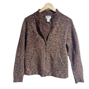 Pendleton Women Medium 100 Shetland Wool Multicolor Full Zip Cardigan